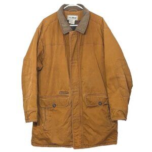 Vtg LL Bean Mens Field Jacket Barn Coat Sz L Brown Quilted Flannel Field